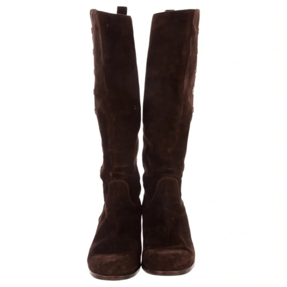 CHANEL chocolate suede